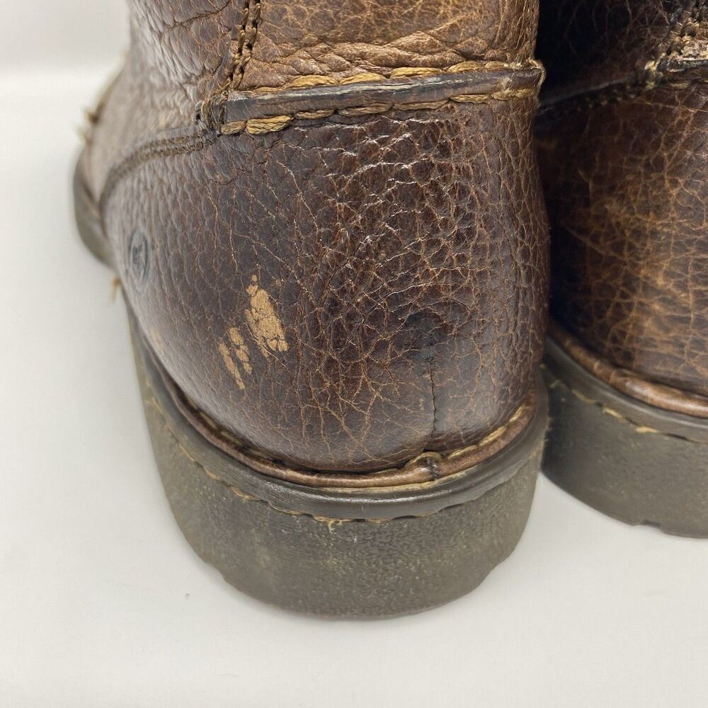 Born Mens 9.5 Brown Pebbled Leather Distressed Chukka Ankle Boots Lace-Up Preppy - Picture 8 of 16